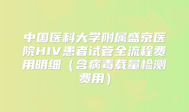 中国医科大学附属盛京医院HIV患者试管全流程费用明细(含病毒载量检测费用)