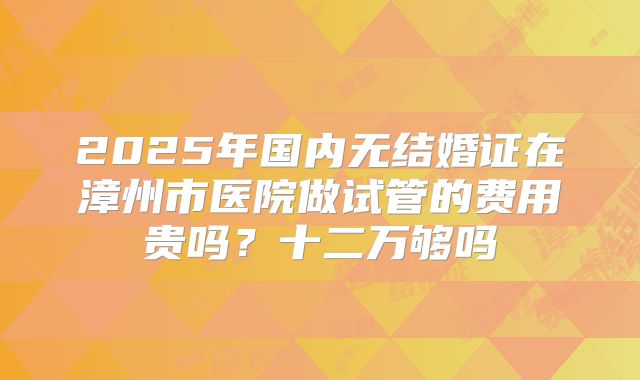 2025年国内无结婚证在漳州市医院做试管的费用贵吗？十二万够吗