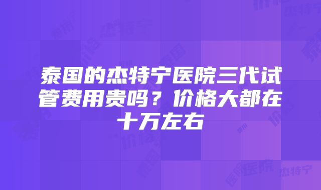 泰国的杰特宁医院三代试管费用贵吗?价格大都在十万左右