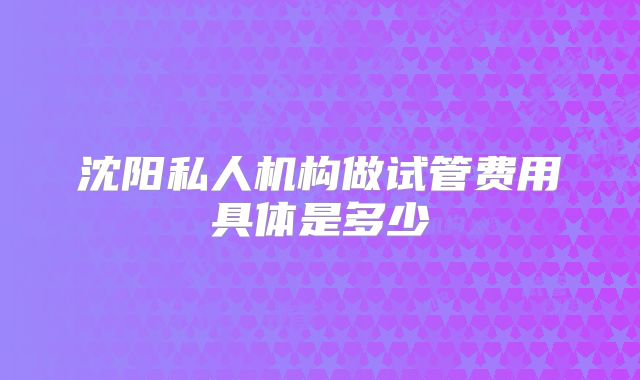 沈阳私人机构做试管费用具体是多少