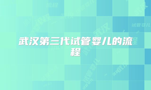 武汉第三代试管婴儿的流程