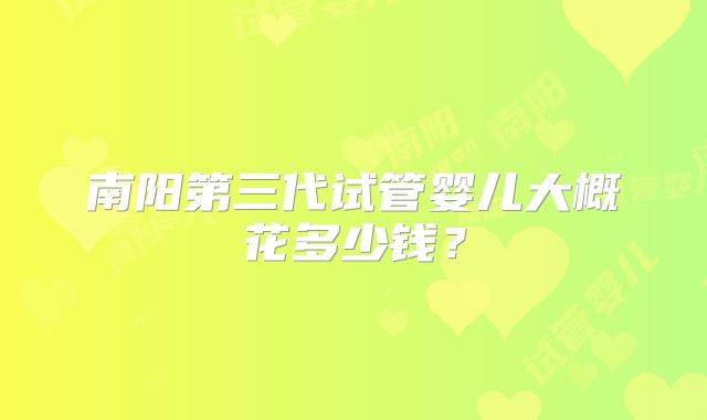 南阳第三代试管婴儿大概花多少钱？