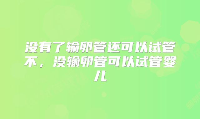 没有了输卵管还可以试管不,没输卵管可以试管婴儿