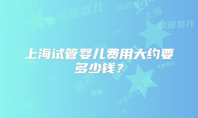 上海试管婴儿费用大约要多少钱?