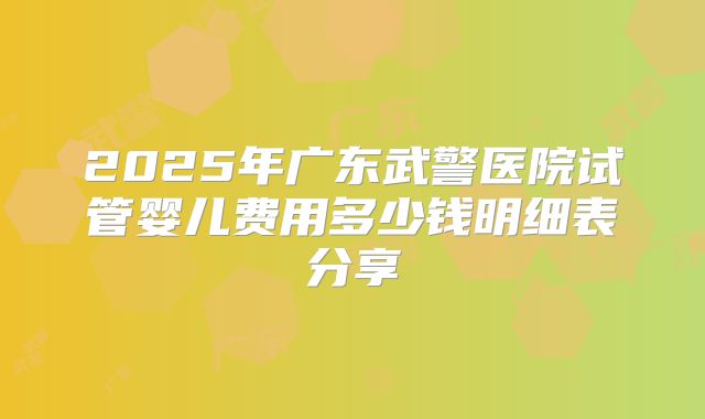 2025年广东武警医院试管婴儿费用多少钱明细表分享