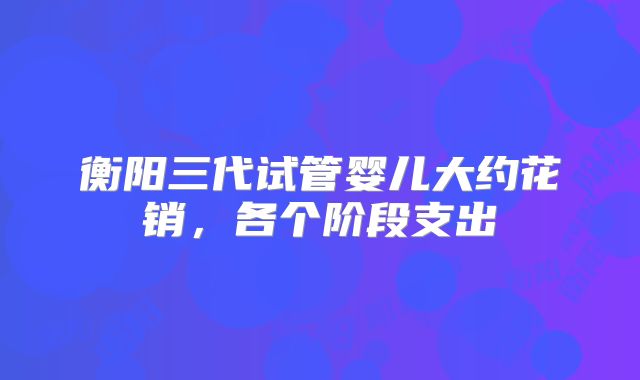 衡阳三代试管婴儿大约花销，各个阶段支出