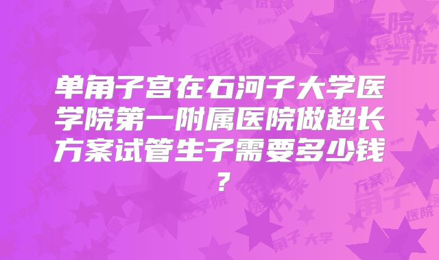 单角子宫在石河子大学医学院第一附属医院做超长方案试管生子需要多少钱?