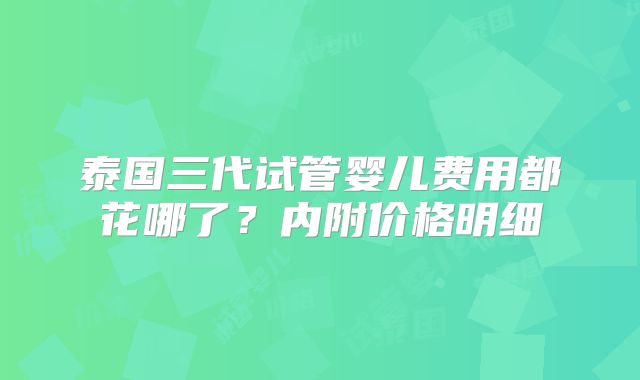 泰国三代试管婴儿费用都花哪了？内附价格明细