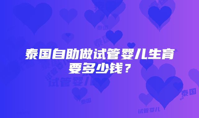泰国自助做试管婴儿生育要多少钱？