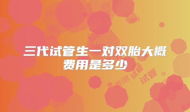 三代试管生一对双胎大概费用是多少