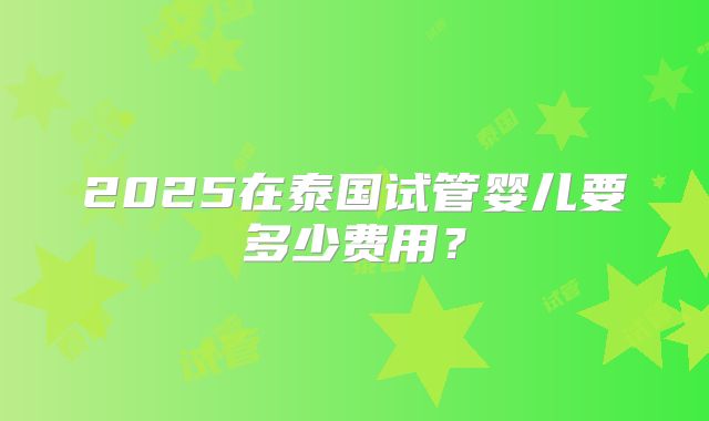 2025在泰国试管婴儿要多少费用？