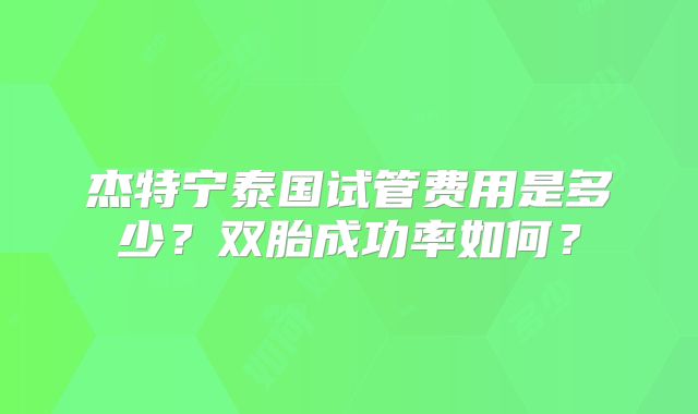 杰特宁泰国试管费用是多少?双胎成功率如何?
