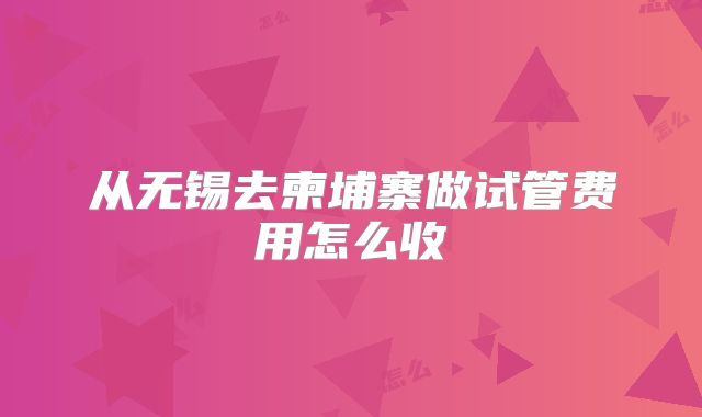 从无锡去柬埔寨做试管费用怎么收