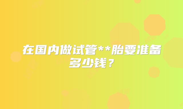 在国内做试管**胎要准备多少钱?