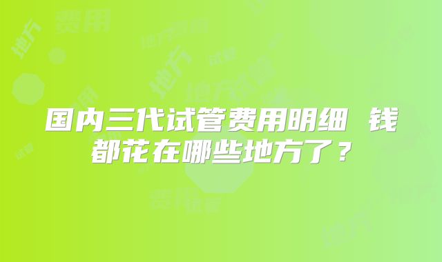 国内三代试管费用明细 钱都花在哪些地方了？