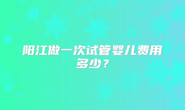 阳江做一次试管婴儿费用多少？
