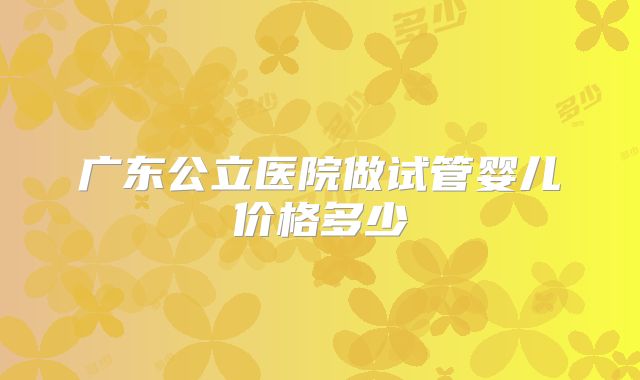 广东公立医院做试管婴儿价格多少