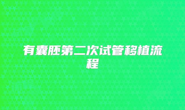 有囊胚第二次试管移植流程