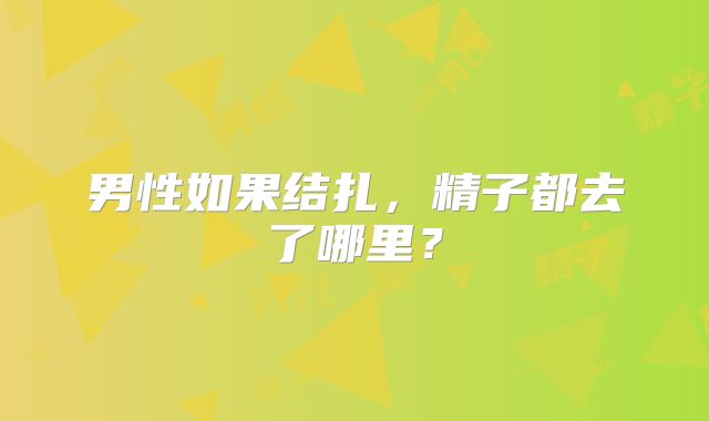 男性如果结扎,精子都去了哪里?