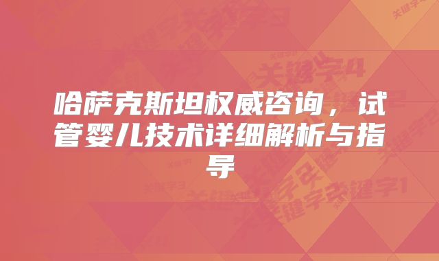 哈萨克斯坦权威咨询，试管婴儿技术详细解析与指导