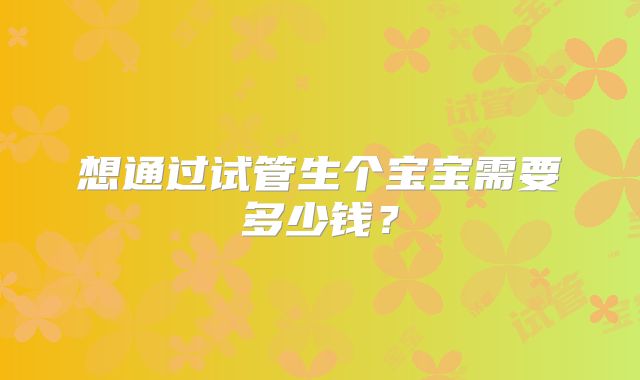 想通过试管生个宝宝需要多少钱？