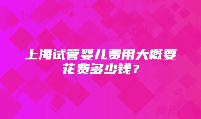 上海试管婴儿费用大概要花费多少钱?