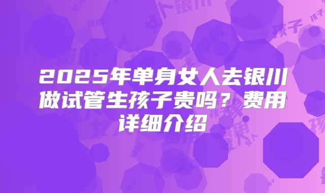 2025年单身女人去银川做试管生孩子贵吗？费用详细介绍