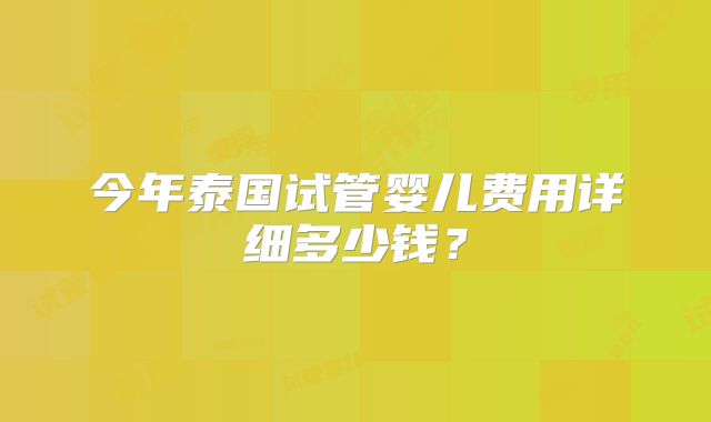 今年泰国试管婴儿费用详细多少钱？