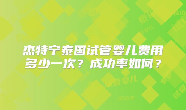 杰特宁泰国试管婴儿费用多少一次?成功率如何?