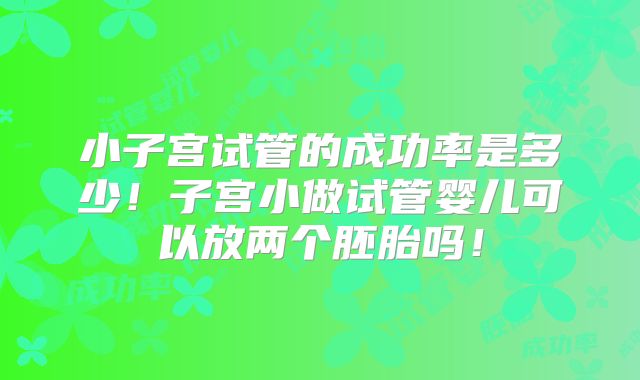 小子宫试管的成功率是多少！子宫小做试管婴儿可以放两个胚胎吗！