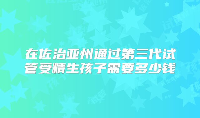 在佐治亚州通过第三代试管受精生孩子需要多少钱