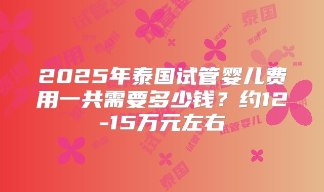 2025年泰国试管婴儿费用一共需要多少钱？约12-15万元左右