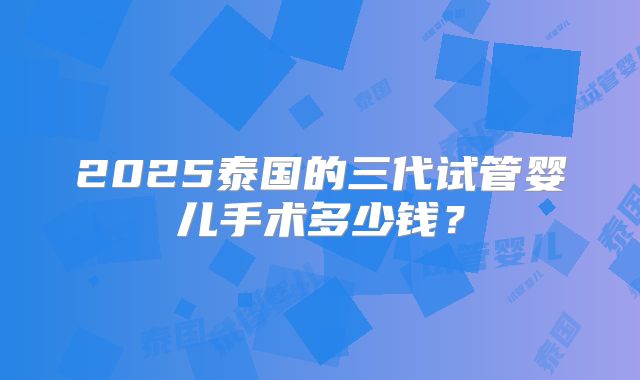2025泰国的三代试管婴儿手术多少钱？