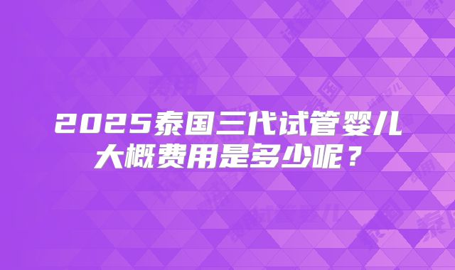 2025泰国三代试管婴儿大概费用是多少呢？