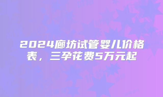 2024廊坊试管婴儿价格表，三孕花费5万元起
