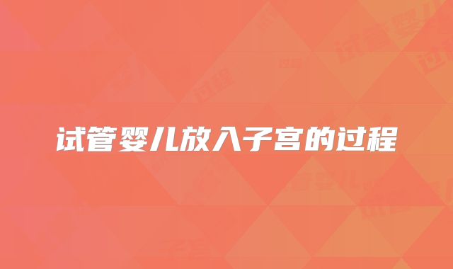 试管婴儿放入子宫的过程