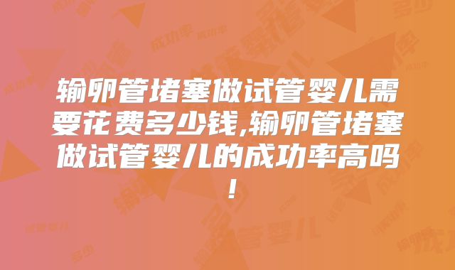 输卵管堵塞做试管婴儿需要花费多少钱,输卵管堵塞做试管婴儿的成功率高吗!