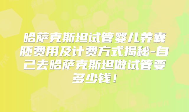 哈萨克斯坦试管婴儿养囊胚费用及计费方式揭秘-自己去哈萨克斯坦做试管要多少钱！