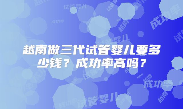 越南做三代试管婴儿要多少钱？成功率高吗？
