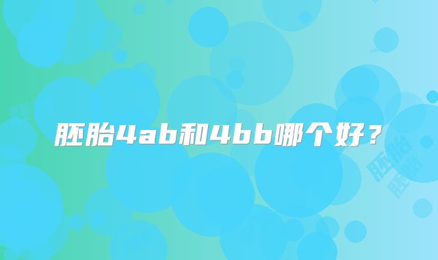 胚胎4ab和4bb哪个好？