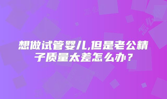 想做试管婴儿,但是老公精子质量太差怎么办？