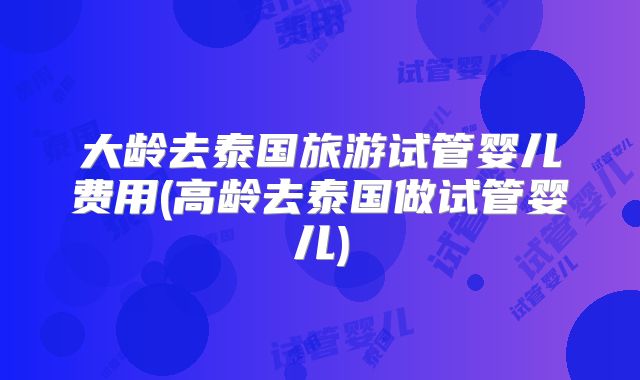 大龄去泰国旅游试管婴儿费用(高龄去泰国做试管婴儿)