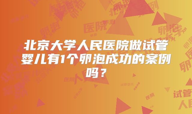 北京大学人民医院做试管婴儿有1个卵泡成功的案例吗？