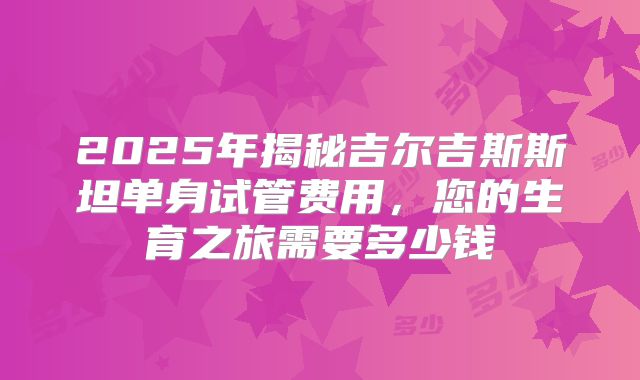 2025年揭秘吉尔吉斯斯坦单身试管费用，您的生育之旅需要多少钱