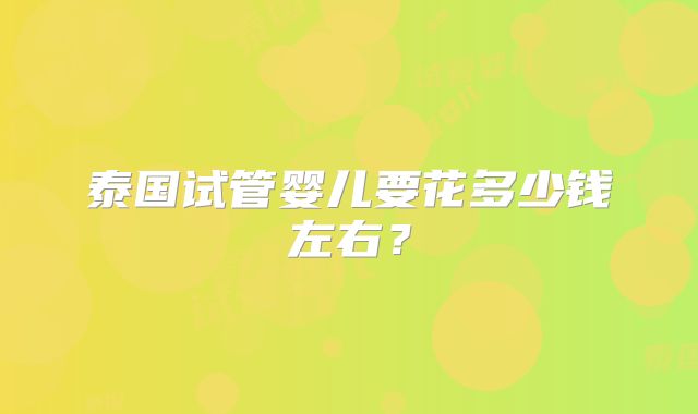 泰国试管婴儿要花多少钱左右？