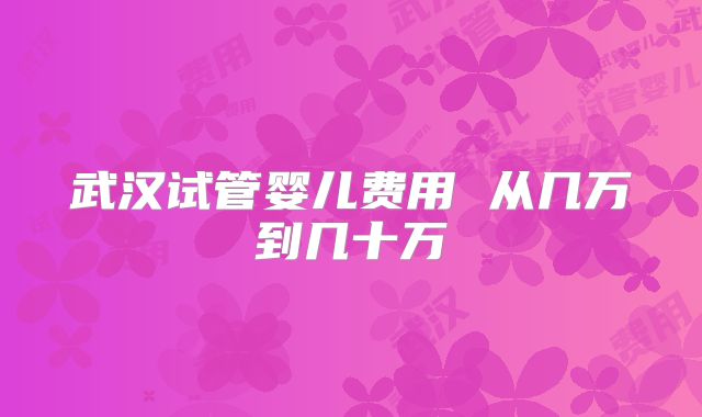 武汉试管婴儿费用 从几万到几十万