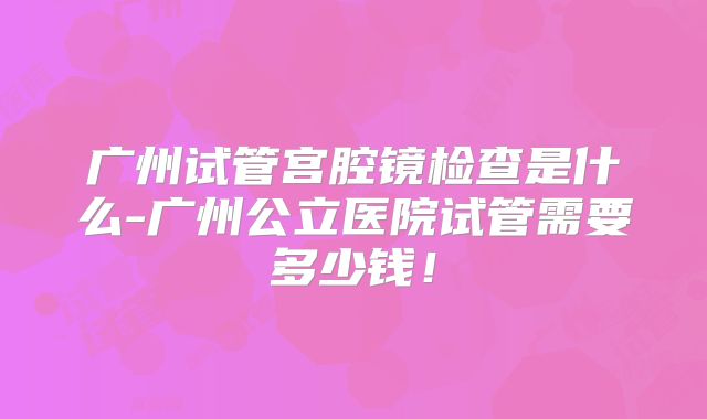广州试管宫腔镜检查是什么-广州公立医院试管需要多少钱！