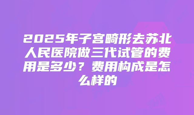 2025年子宫畸形去苏北人民医院做三代试管的费用是多少？费用构成是怎么样的