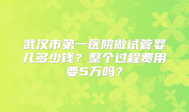 武汉市第一医院做试管婴儿多少钱？整个过程费用要5万吗？