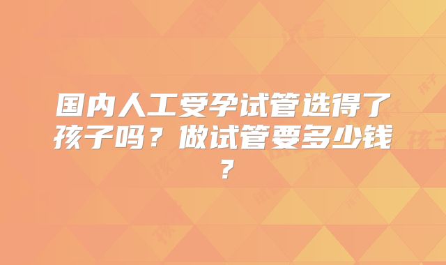 国内人工受孕试管选得了孩子吗?做试管要多少钱?